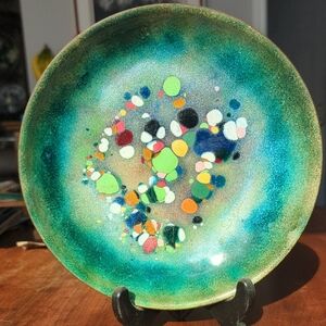 Beautiful Enamel On Copper Plate